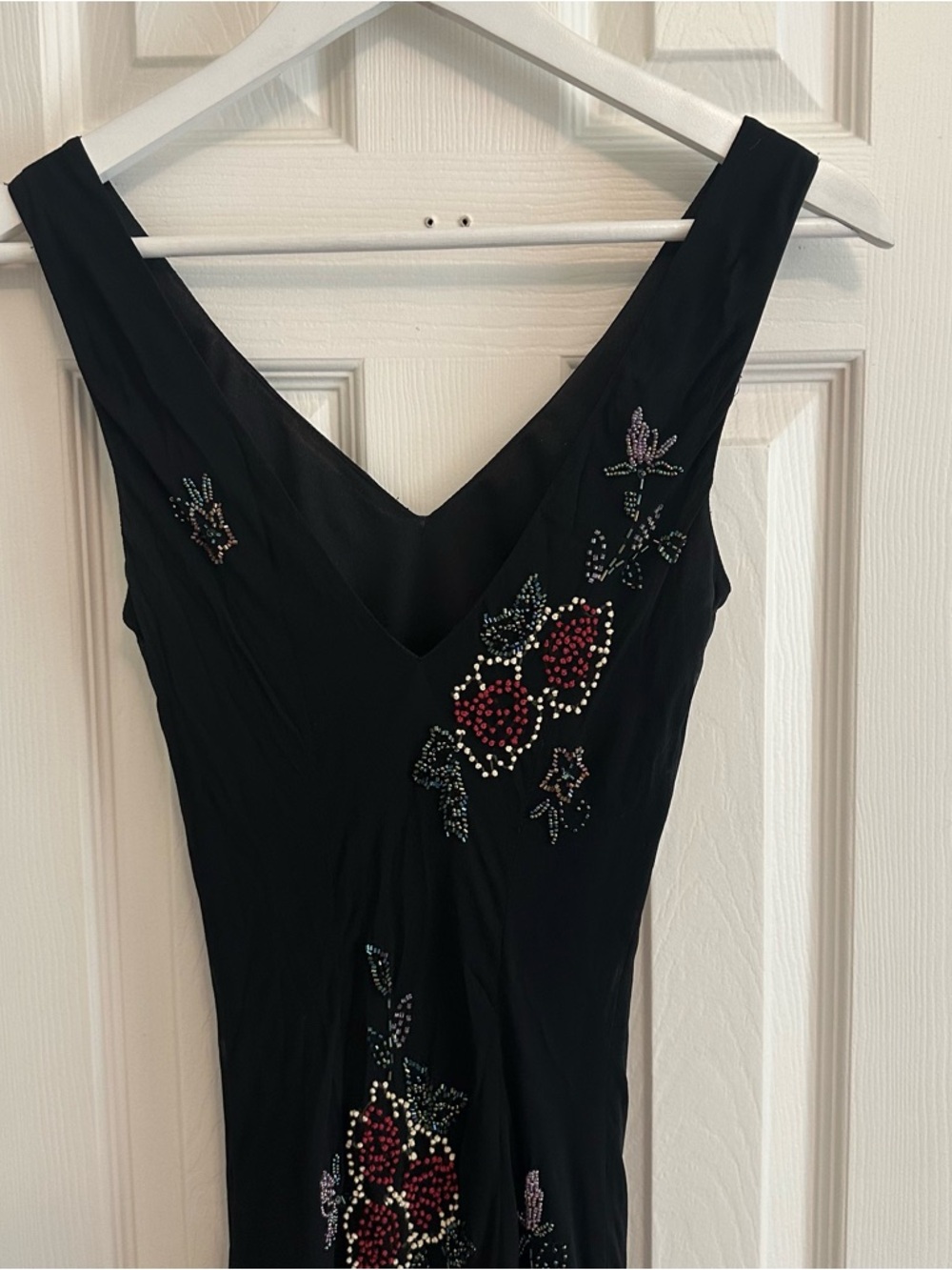 Vintage Sue Wong Black Midi Dress with Embroidered Beaded Floral Embellishments - Picture 8 of 8